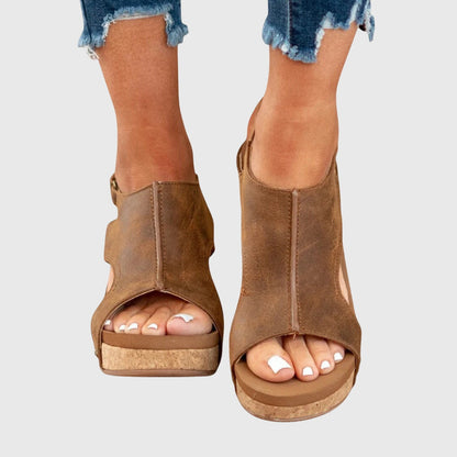 Adela Orthopedic Sandals — Cushioned Wedge with Adjustable Buckle 9