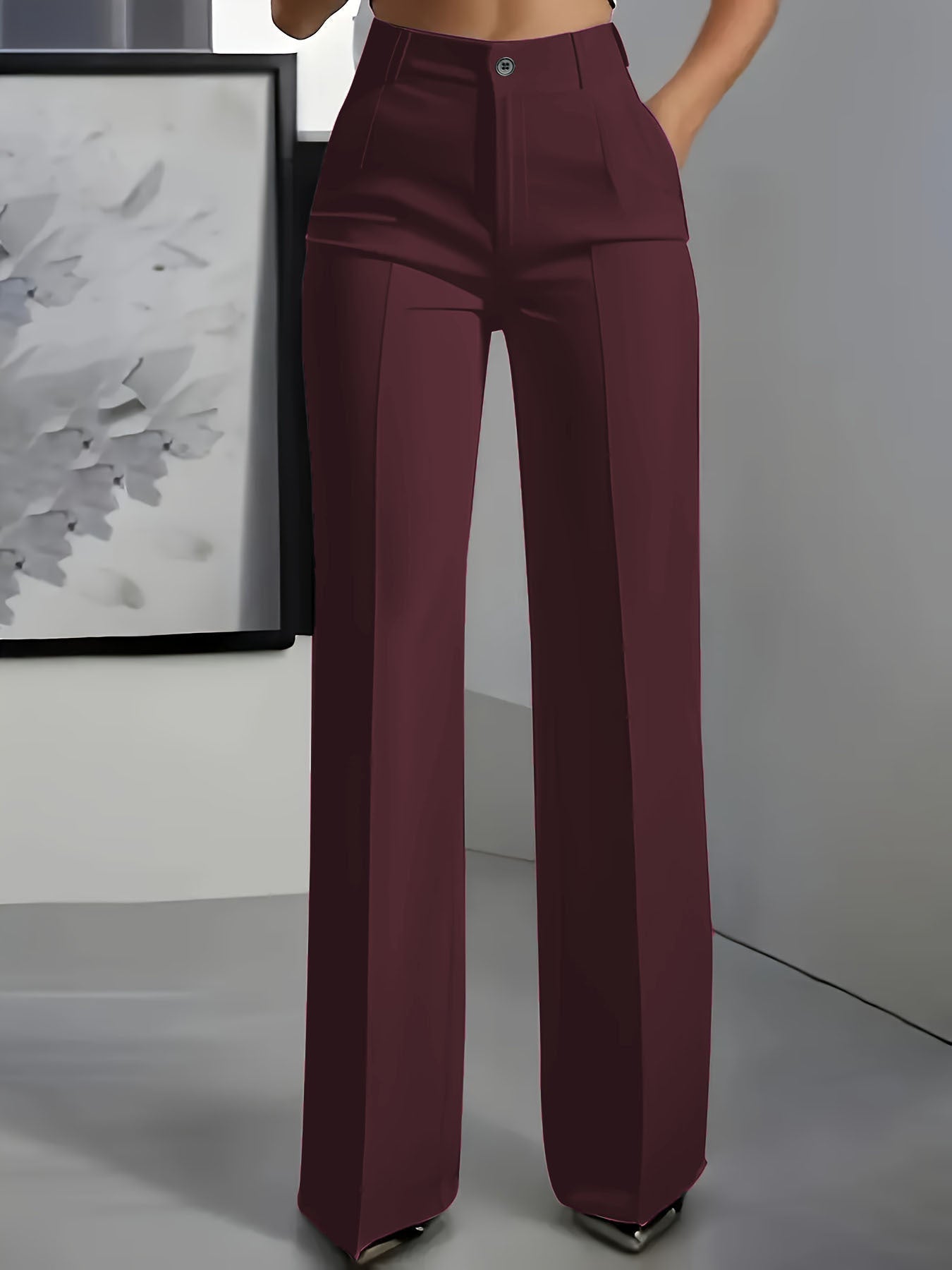 Women's High-Waist Straight-Leg Trousers — Elastic Waist Fit 7