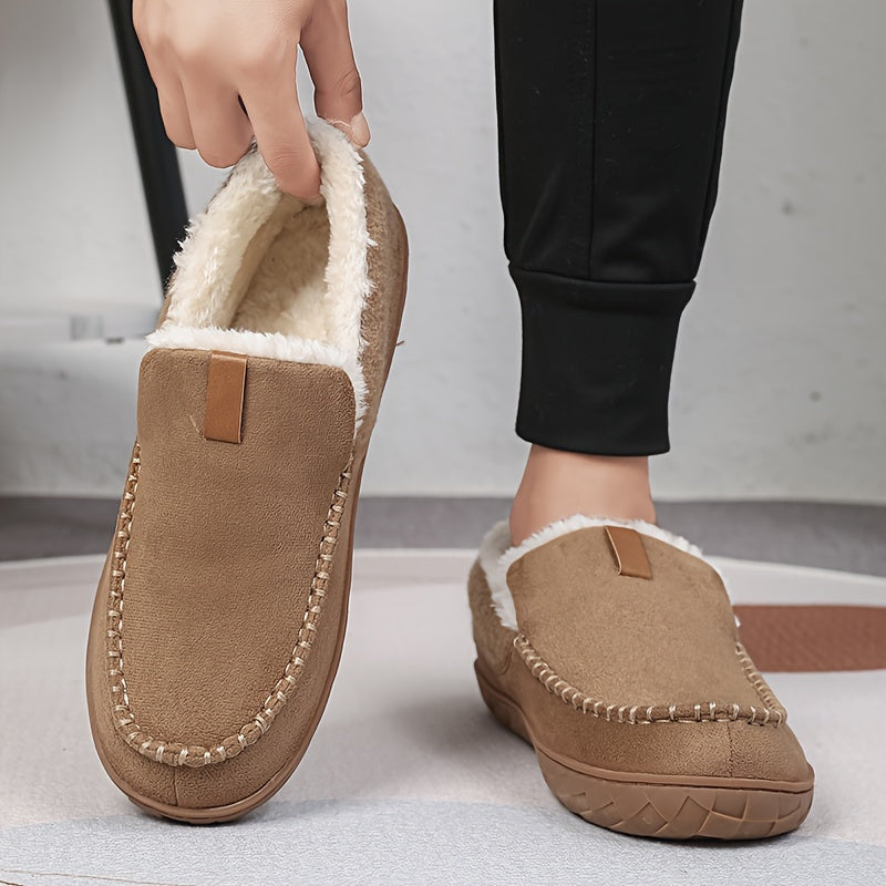 Men's Sheepskin Lined Slippers — Non-Slip Slip-On House Shoe 10