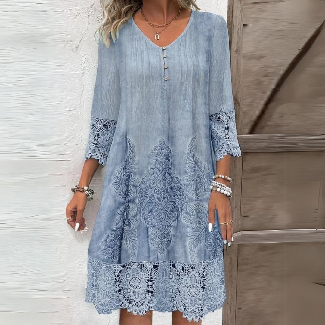 Jenna™ Floral Embroidered Midi Dress — Elegant & Breathable 1