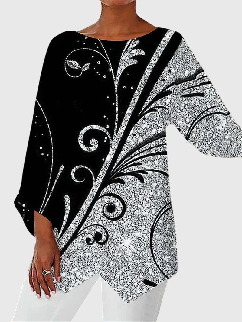Women's Chic Printed Crew Neck Top — Relaxed Everyday Fit 6