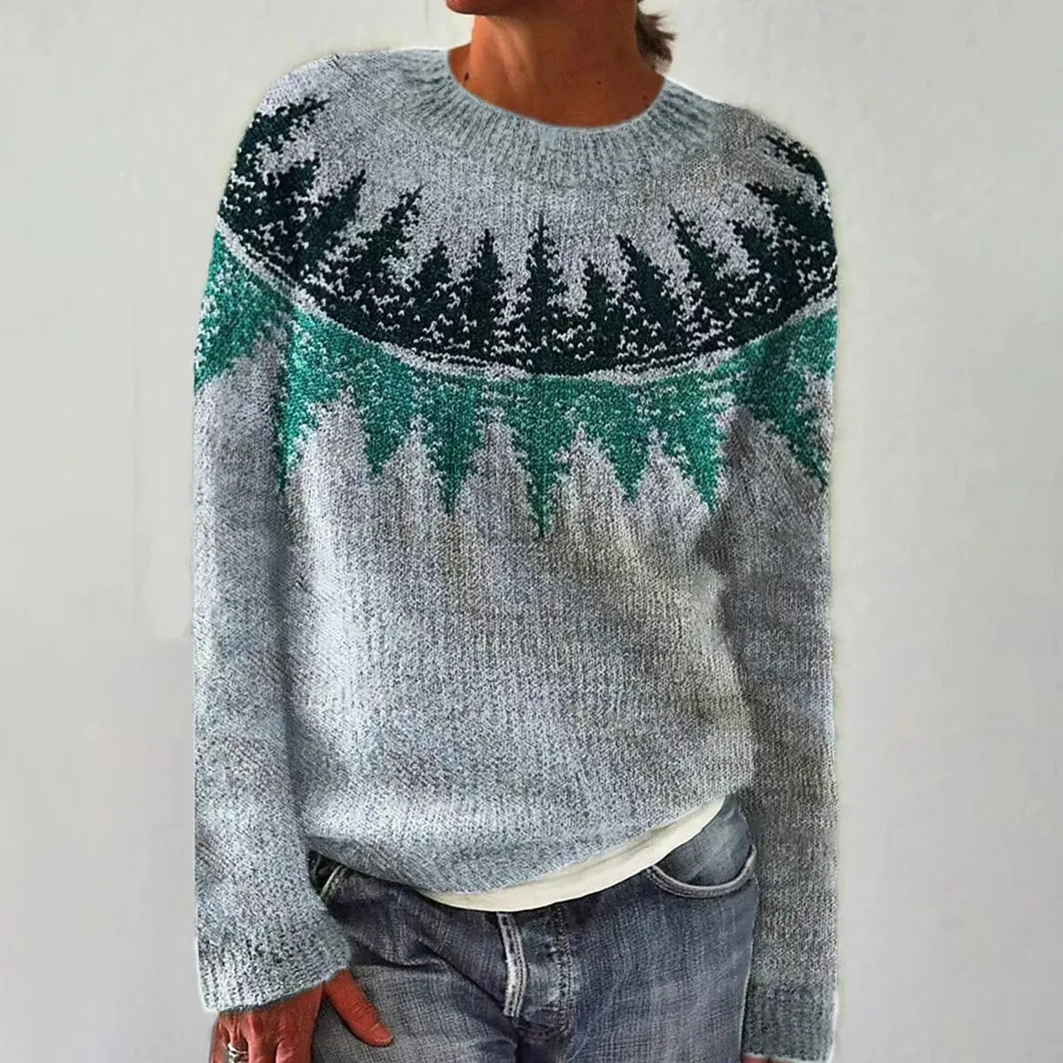 Women's Nordic Knit Sweater — Relaxed Fit Boat Neckline 6
