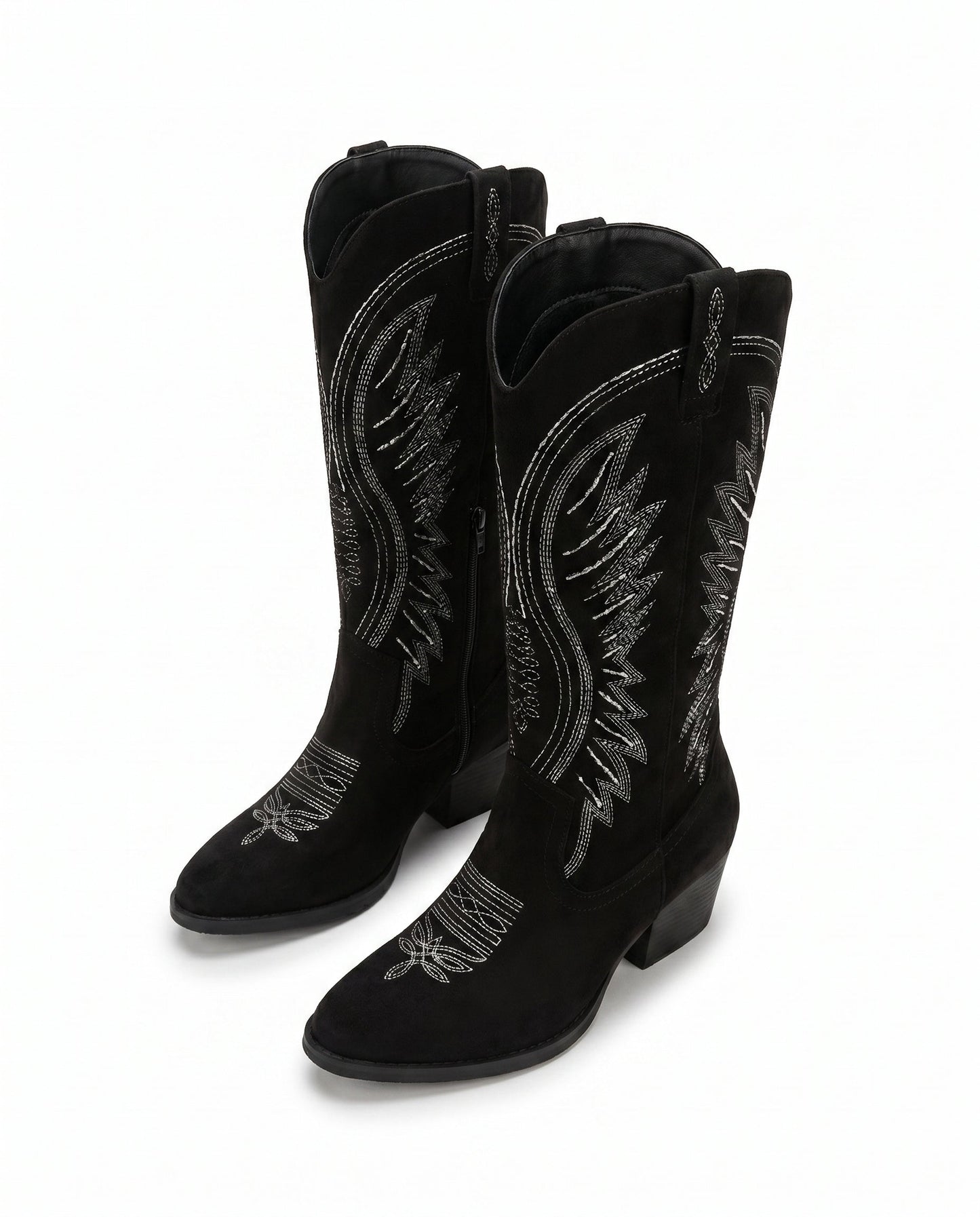 Women's Embroidered Suede Cowboy Boots — Knee-High Western Style 9