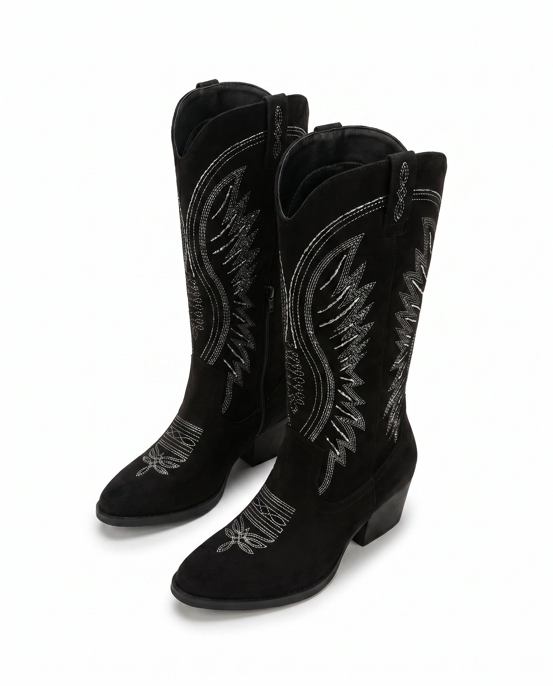 Women's Embroidered Suede Cowboy Boots — Knee-High Western Style 9