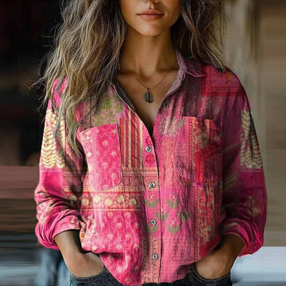 Bohemian Pattern Vintage Blouse — Relaxed Flare Sleeve 4
