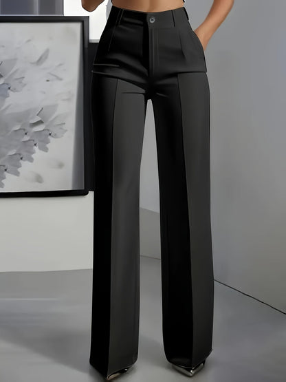 Women's High-Waist Straight-Leg Trousers — Elastic Waist Fit 8