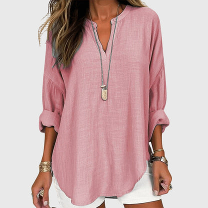 Flowy Elegant Beach Shirt for Women — Long Sleeve Relaxed Fit 4