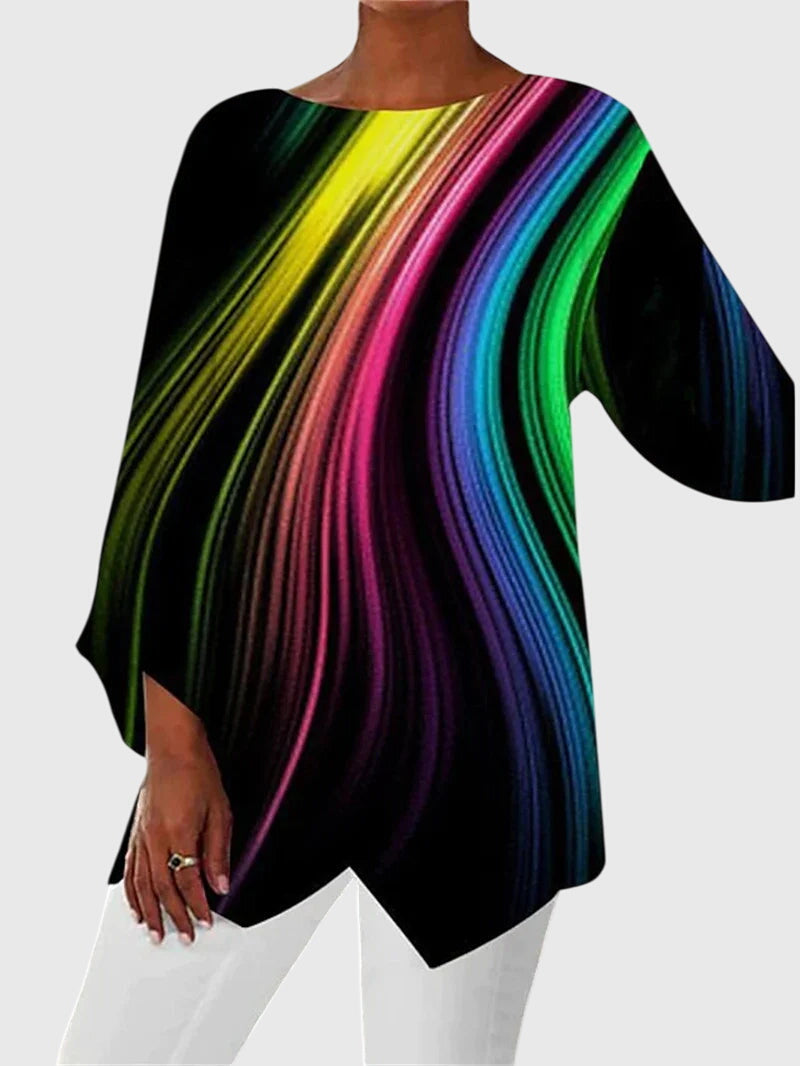Women's Chic Printed Crew Neck Top — Relaxed Everyday Fit 3