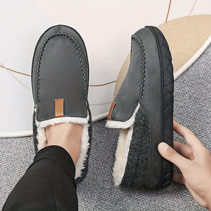 Men's Sheepskin Lined Slippers — Non-Slip Slip-On House Shoe 8