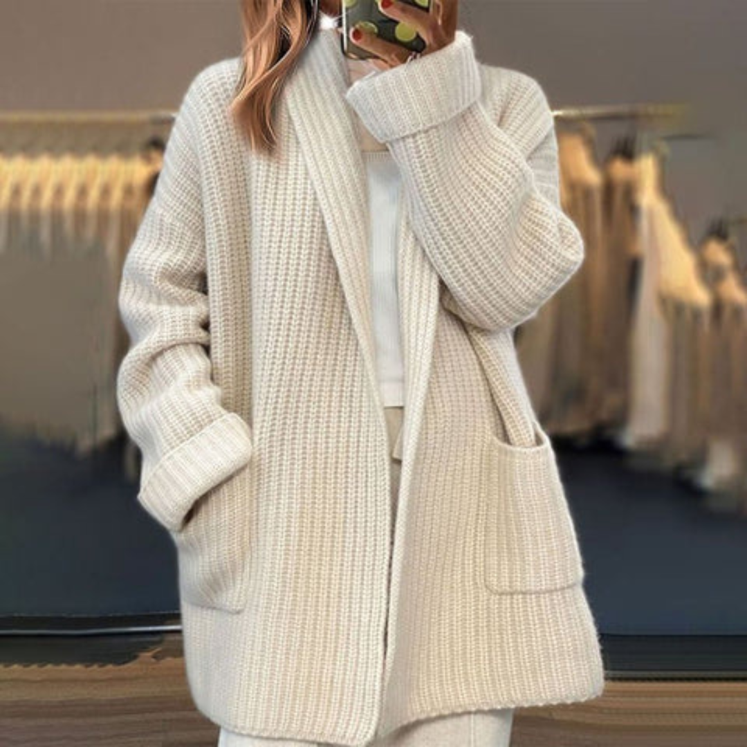 Women's Chunky Knit Open Front Cardigan — Oversized Relaxed Fit 1