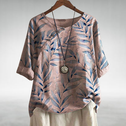 Women's Printed Asymmetric-Button Blouse — Relaxed Fit XS–5XL 6