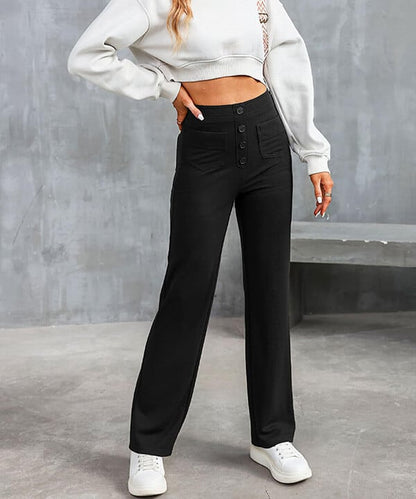 Women's High-Waist Straight-Leg Casual Pants — Stretch Fit 10