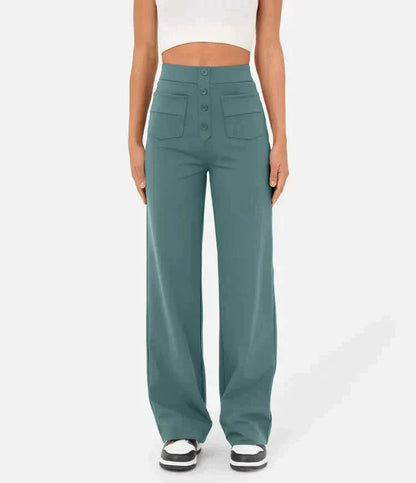 Women's High-Waist Straight-Leg Casual Pants — Stretch Fit 1