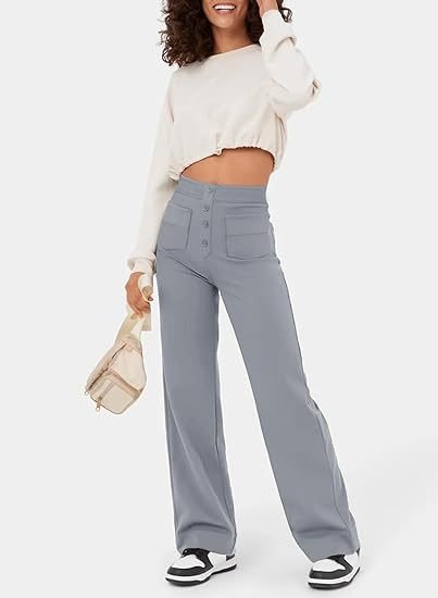 Women's High-Waist Straight-Leg Casual Pants — Stretch Fit 16