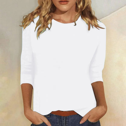 Women's Crew Neck 3/4 Sleeve Top — Relaxed Everyday Casual Fit 2
