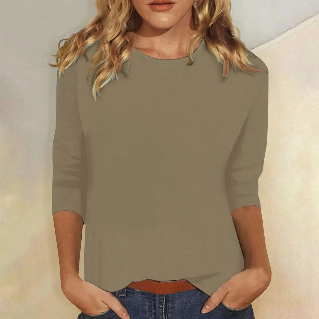 Women's Crew Neck 3/4 Sleeve Top — Relaxed Everyday Casual Fit 7