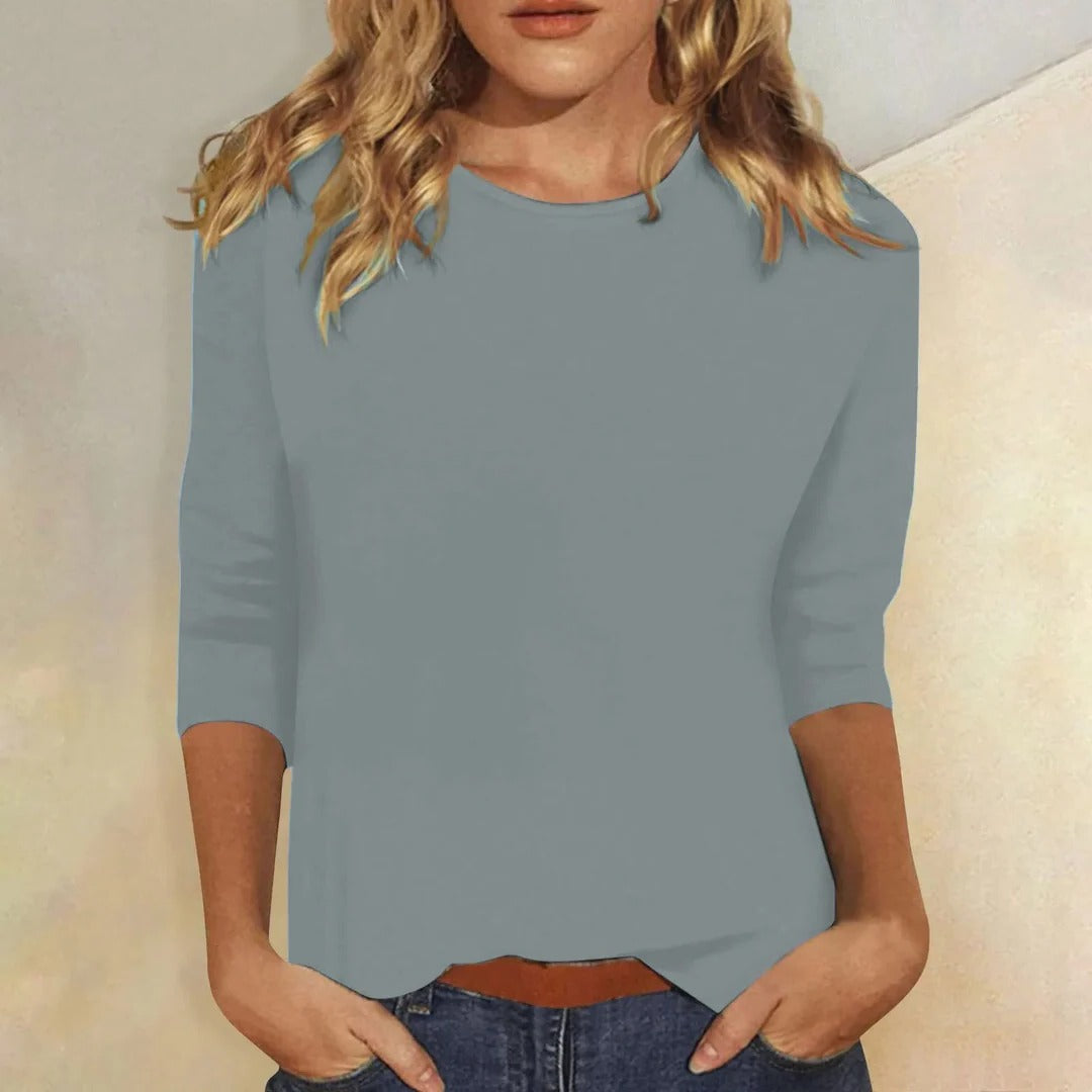 Women's Crew Neck 3/4 Sleeve Top — Relaxed Everyday Casual Fit 4