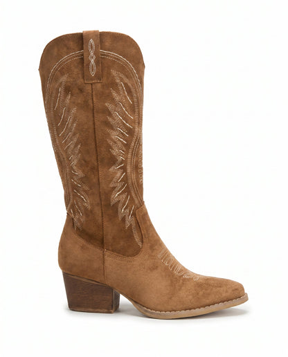 Women's Embroidered Suede Cowboy Boots — Knee-High Western Style 5