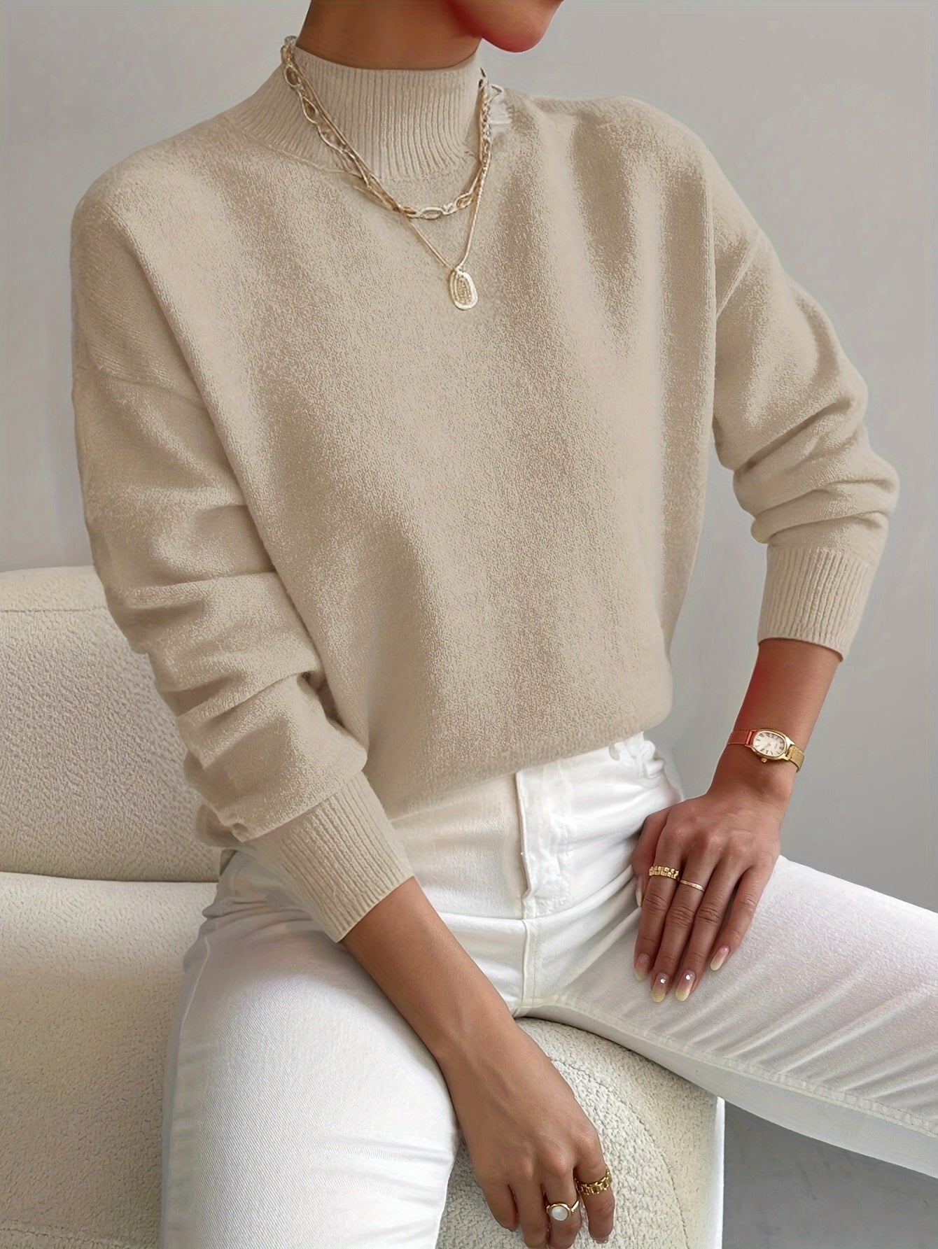 Women's Classic Fitted Turtleneck Sweater — Knit Top 5
