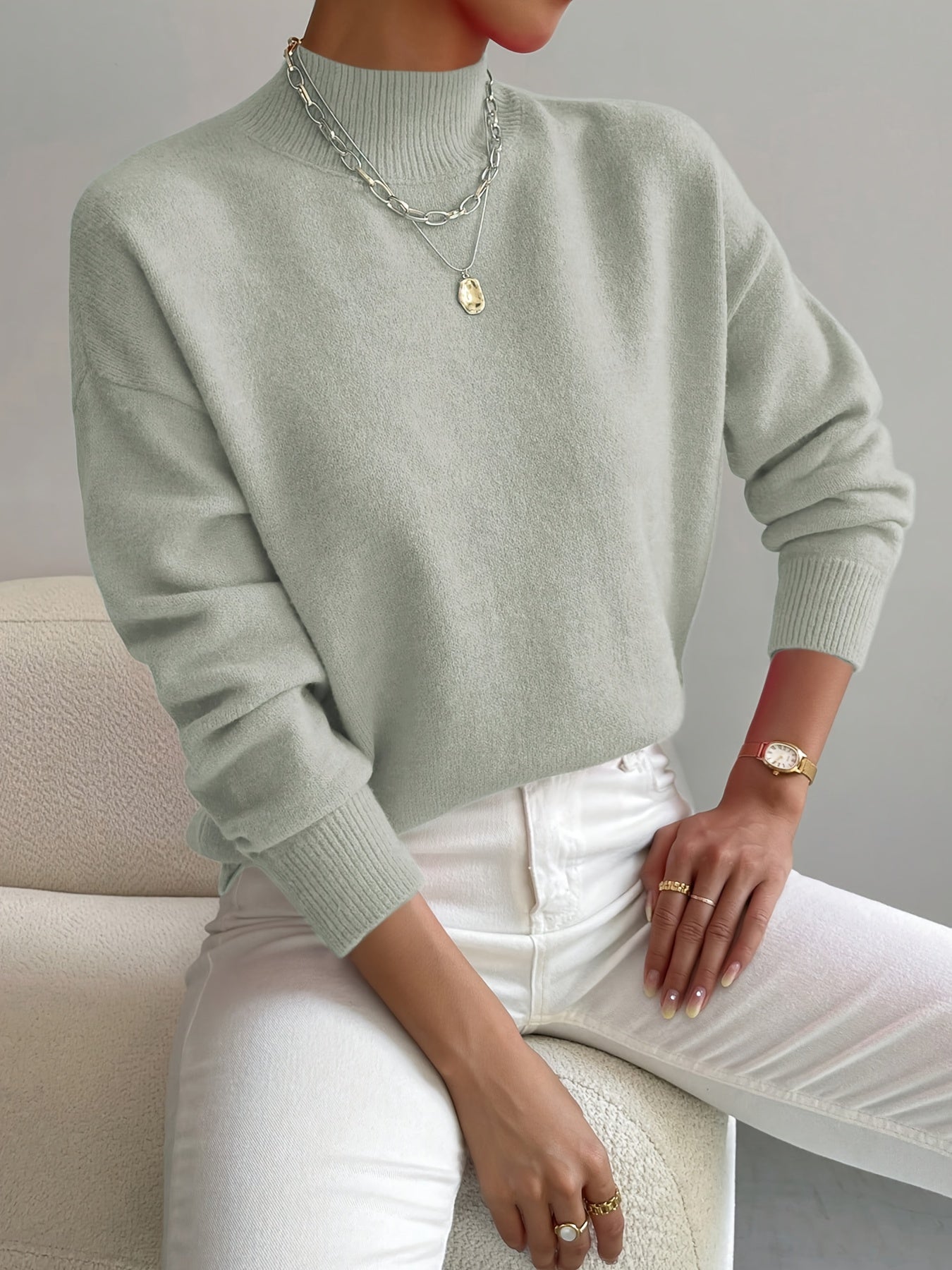Women's Classic Fitted Turtleneck Sweater — Knit Top 1