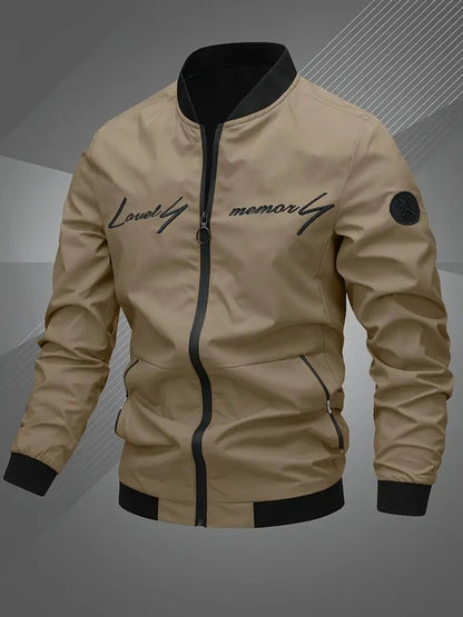 Men's Zip-Up Bomber Jacket — Ribbed Baseball Collar Style 9