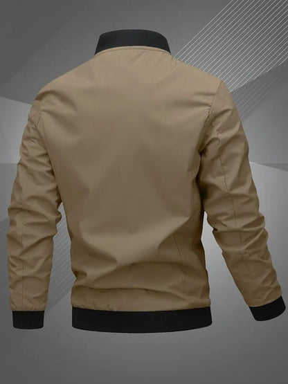Men's Zip-Up Bomber Jacket — Ribbed Baseball Collar Style 10