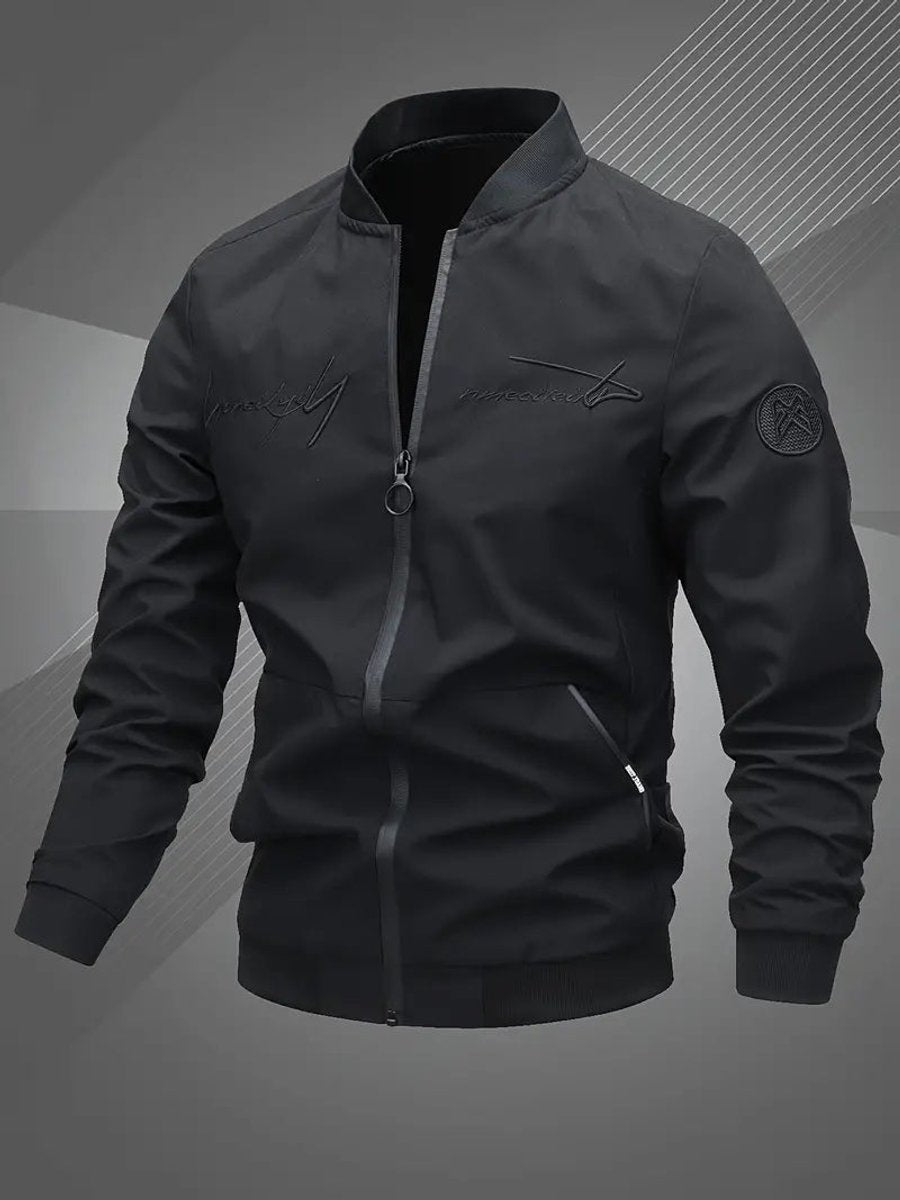 Men's Zip-Up Bomber Jacket — Ribbed Baseball Collar Style 2
