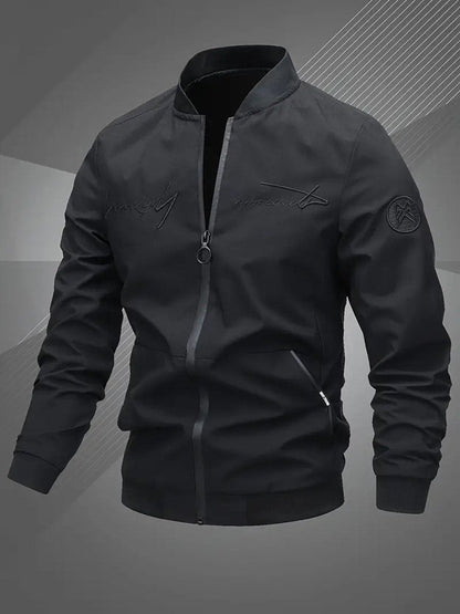 Men's Zip-Up Bomber Jacket — Ribbed Baseball Collar Style 2