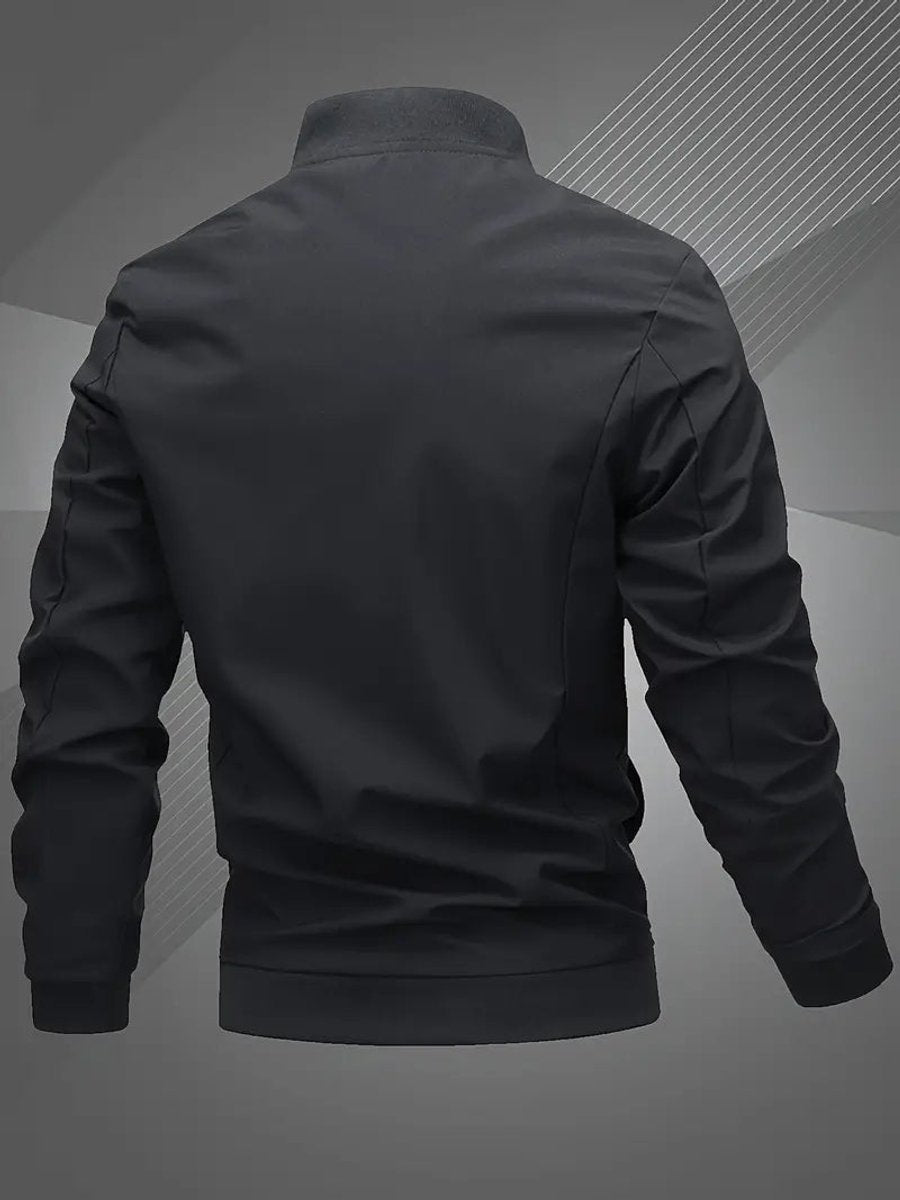 Men's Zip-Up Bomber Jacket — Ribbed Baseball Collar Style 3