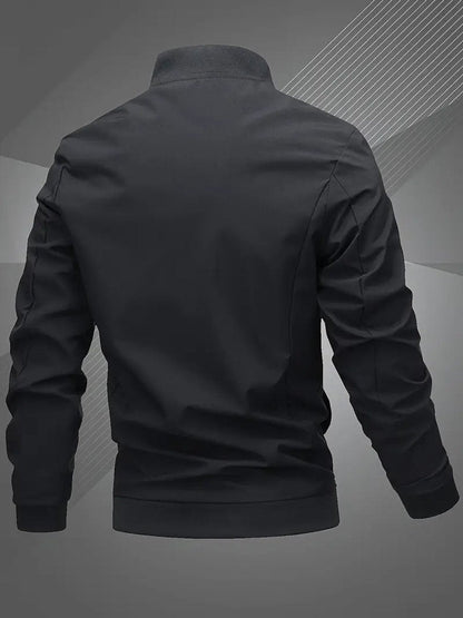 Men's Zip-Up Bomber Jacket — Ribbed Baseball Collar Style 3