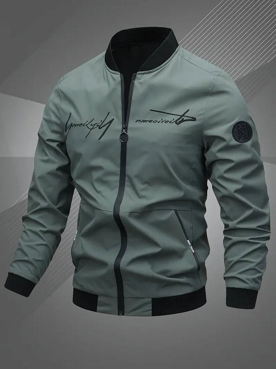 Men's Zip-Up Bomber Jacket — Ribbed Baseball Collar Style 4