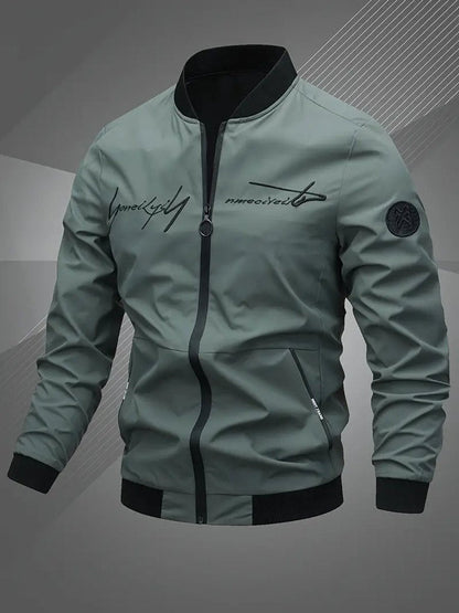 Men's Zip-Up Bomber Jacket — Ribbed Baseball Collar Style 5
