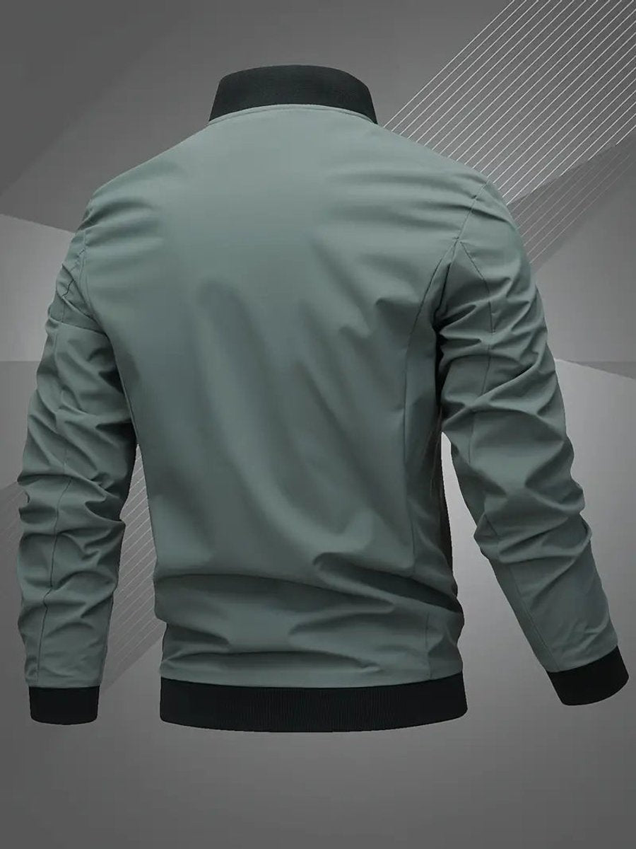 Men's Zip-Up Bomber Jacket — Ribbed Baseball Collar Style 6