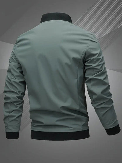 Men's Zip-Up Bomber Jacket — Ribbed Baseball Collar Style 6