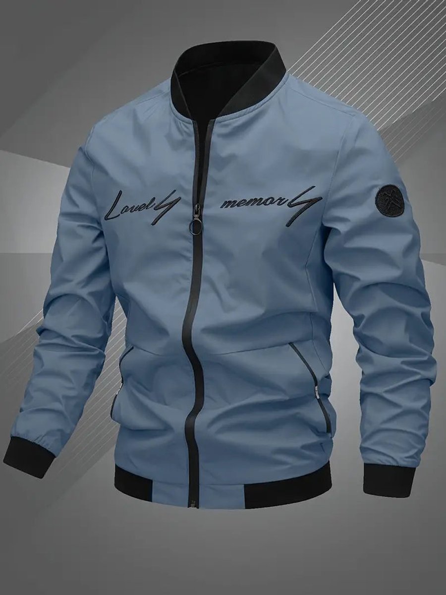 Men's Zip-Up Bomber Jacket — Ribbed Baseball Collar Style 7