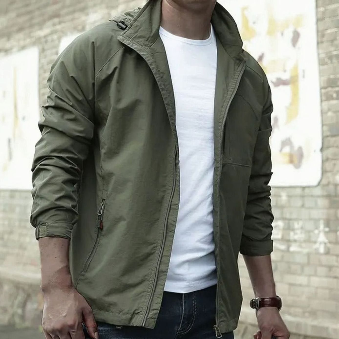 Men's Zip-Up Street Jacket — Stand Collar Urban Style 3