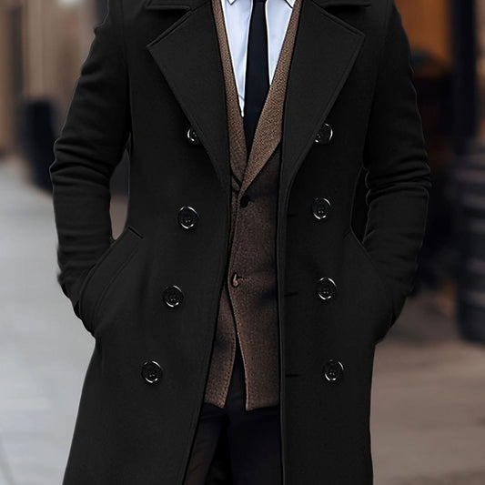 Men's Double-Breasted Tailored Wool Overcoat — Classic Fit 1