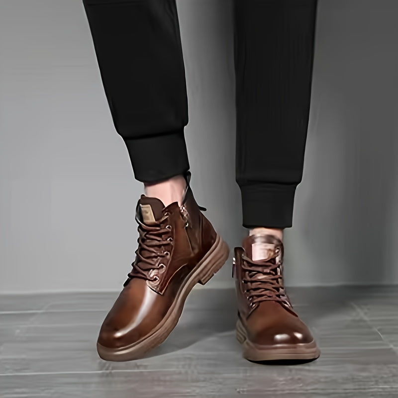 Men's Fleece-Lined High-Top Boots with Lace-Up Front 2