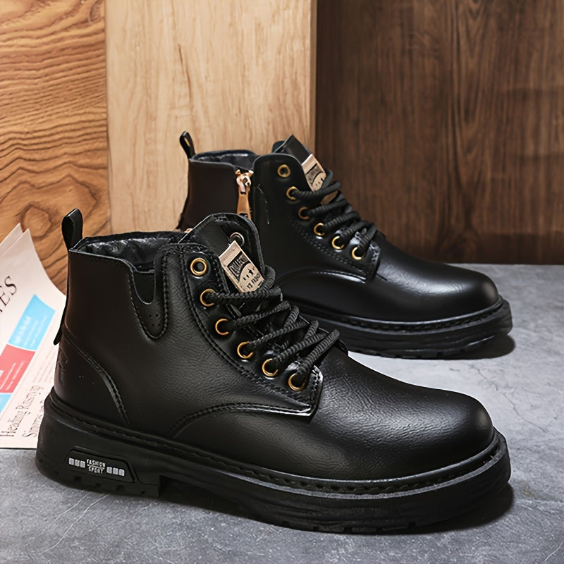 Men's Fleece-Lined High-Top Boots with Lace-Up Front 4