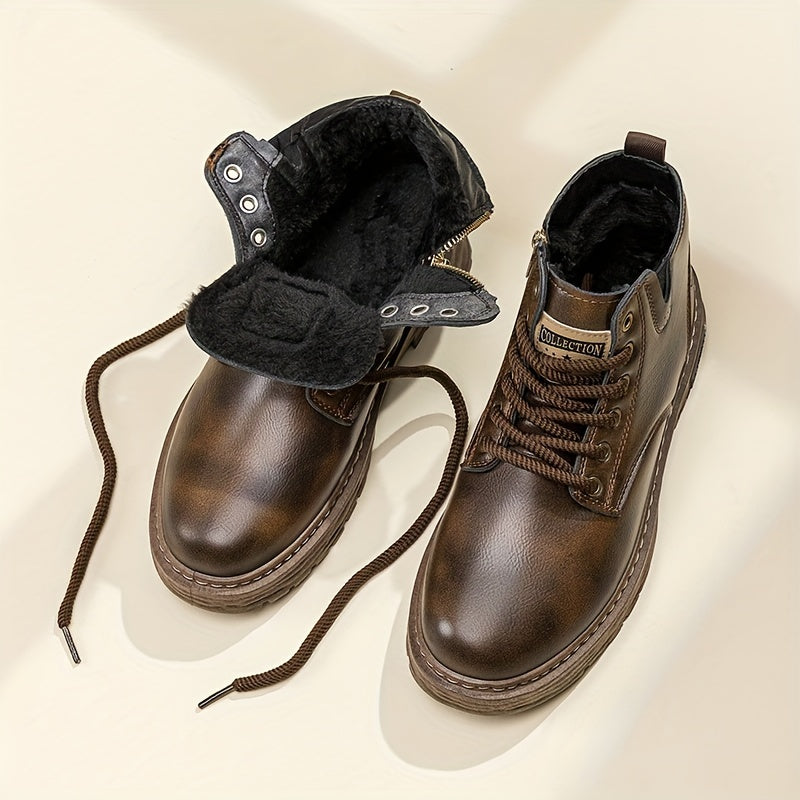 Men's Fleece-Lined High-Top Boots with Lace-Up Front 6