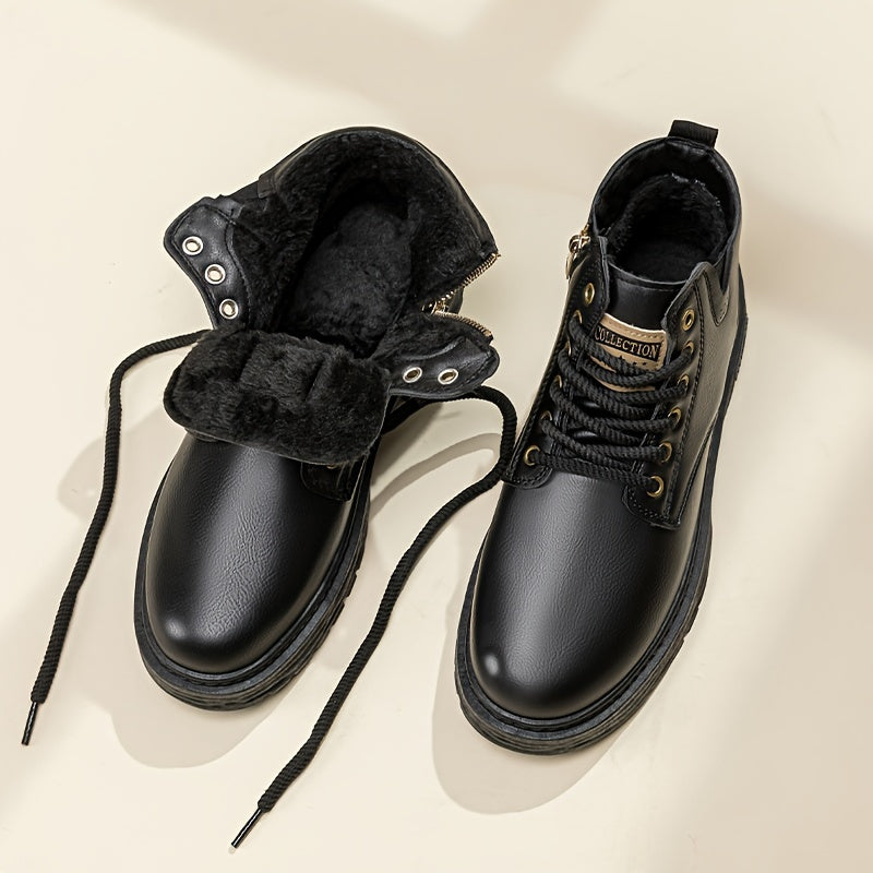 Men's Fleece-Lined High-Top Boots with Lace-Up Front 7