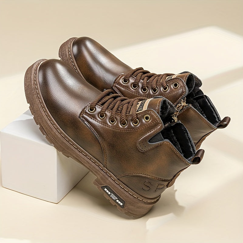 Men's Fleece-Lined High-Top Boots with Lace-Up Front 8