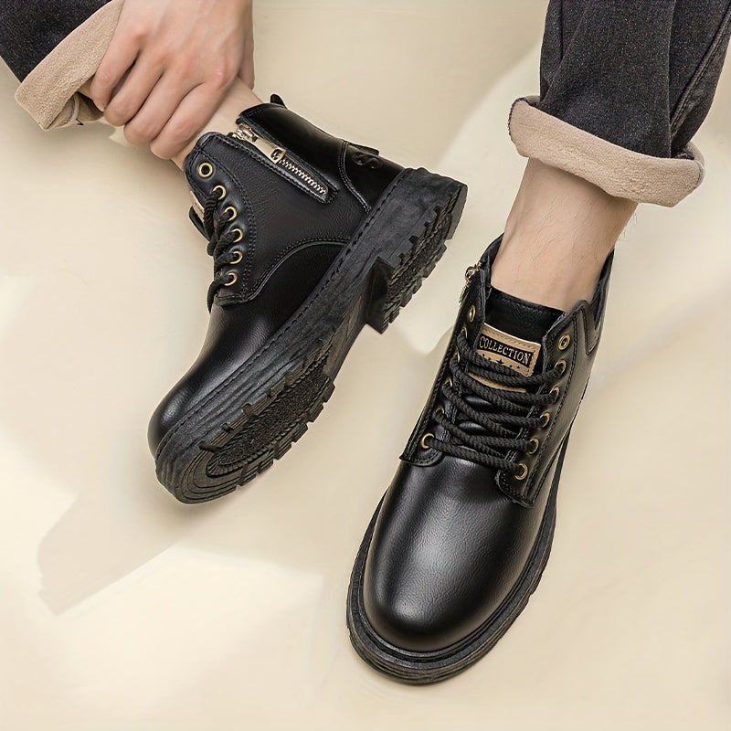 Men's Fleece-Lined High-Top Boots with Lace-Up Front 9