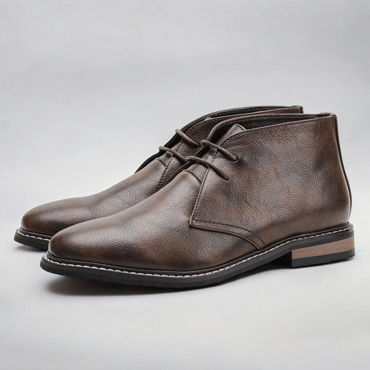 Men's Faux Leather Lace-Up Chukka Ankle Boots 3
