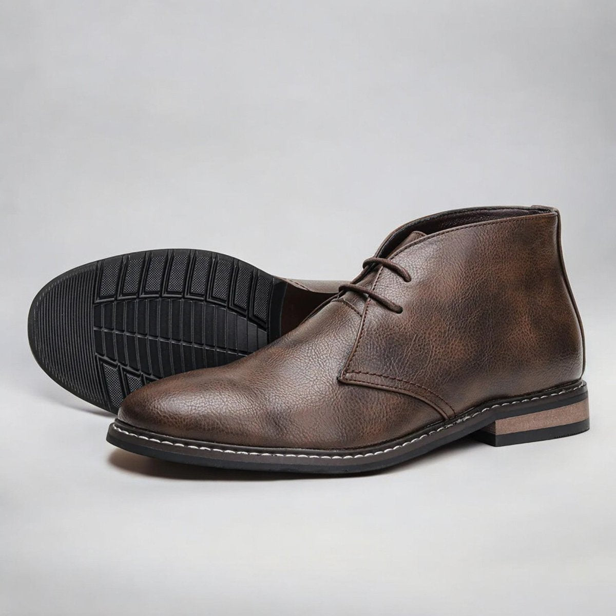 Men's Faux Leather Lace-Up Chukka Ankle Boots 4