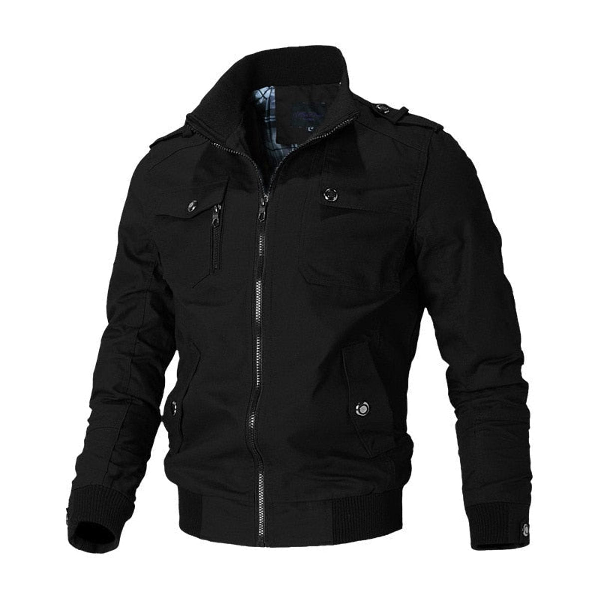 Men's Military Bomber Jacket — Zip-Up Ribbed Cuff Style 1