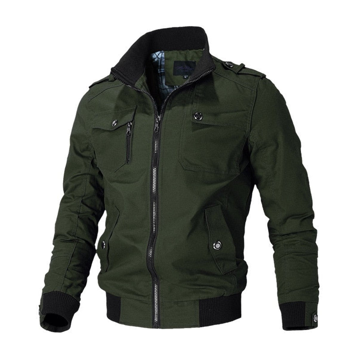 Men's Military Bomber Jacket — Zip-Up Ribbed Cuff Style 3