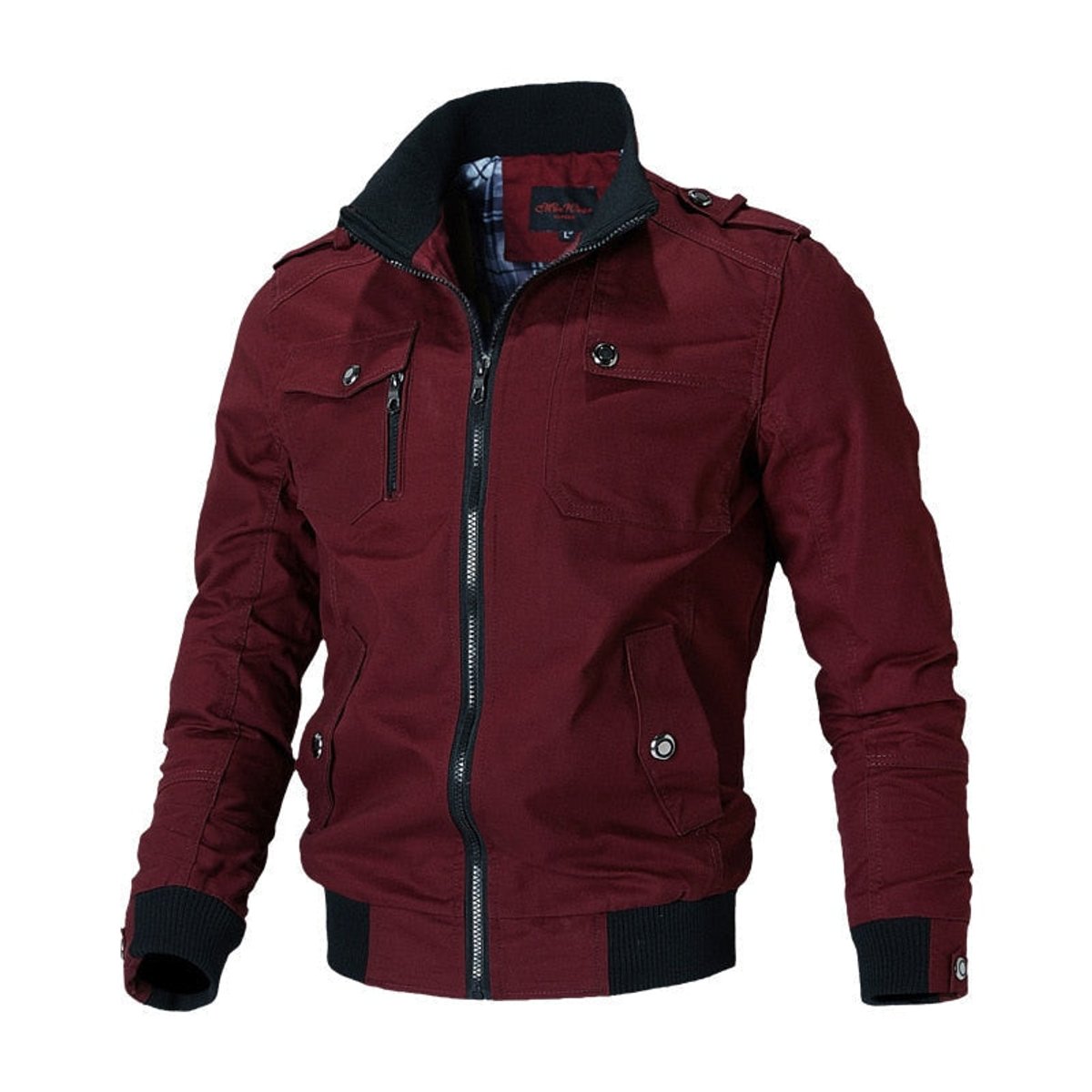 Men's Military Bomber Jacket — Zip-Up Ribbed Cuff Style 4