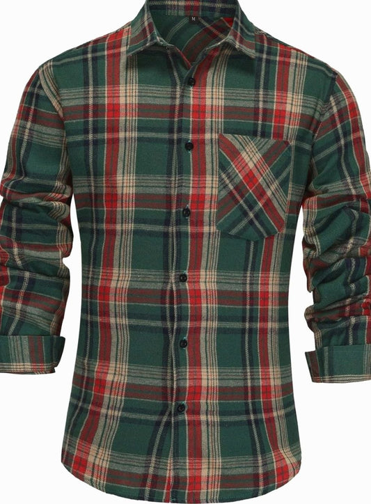 Men's Plaid Flannel Shirt — Regular Fit Long-Sleeve Button-Up 1