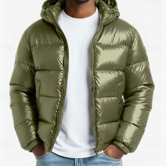 Men's Quilted Hooded Coated Puffer Jacket — Modern Fit 1